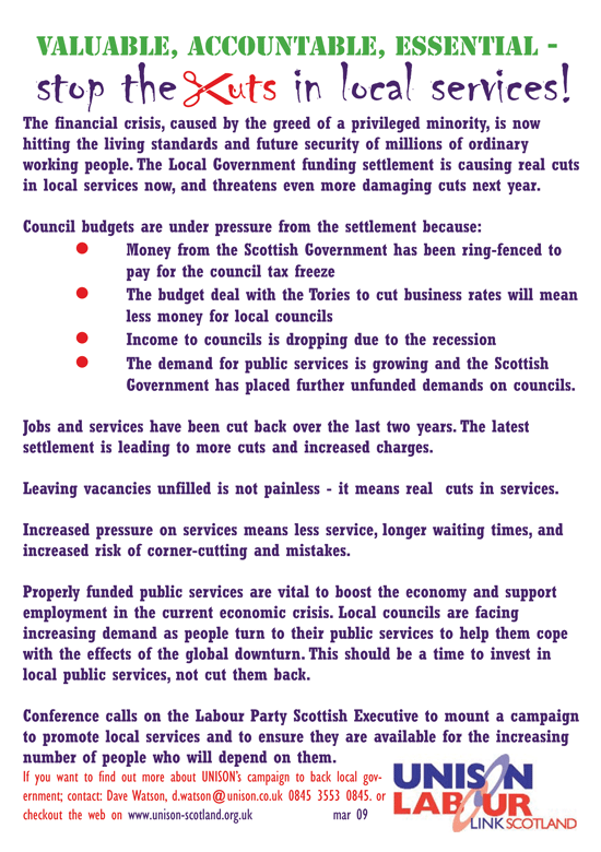 Local government cuts leaflet